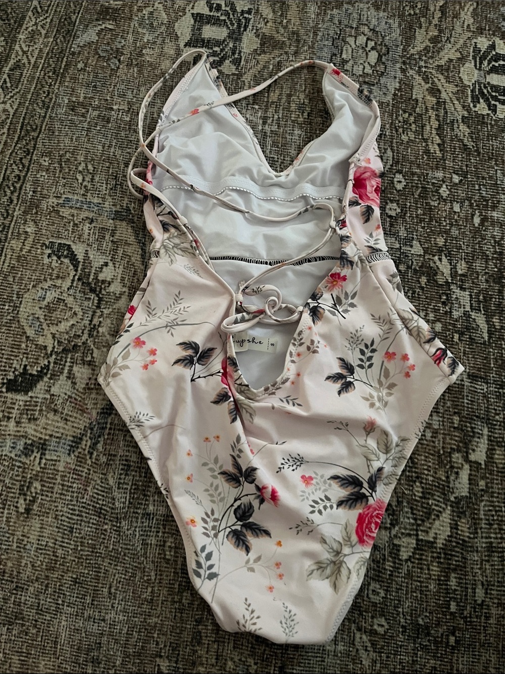 Cupshe women’s Floral One-Piece Swimsuit - Pink Rose Print small - Picture 2 of 3